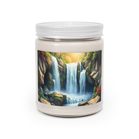 Waterfall Oil Painting Design Scented Candles, 9oz