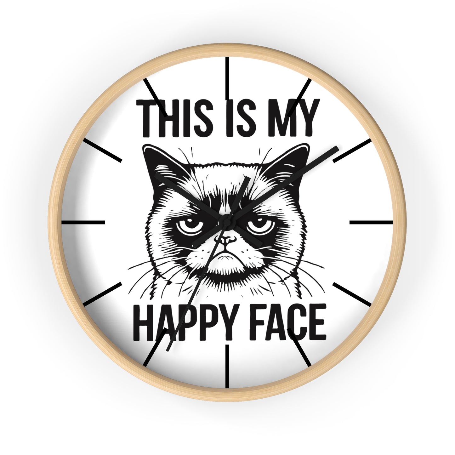 Cat This My Happy Face Wall Clock