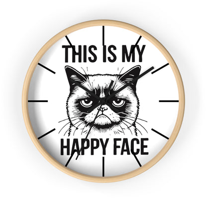 Cat This My Happy Face Wall Clock