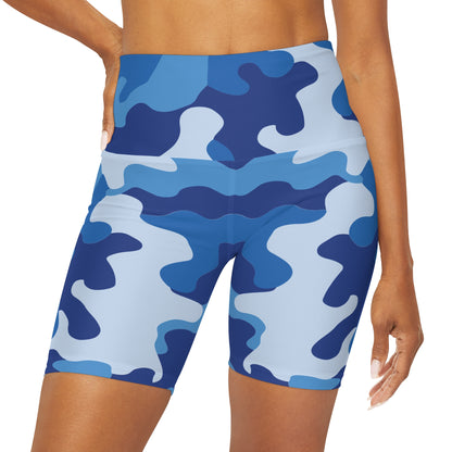 Blue Camo High Waisted Yoga Shorts