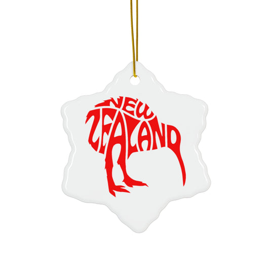 Ceramic Ornament - Christmas Tree Custom Made New Zealand Red Kiwi Ornament