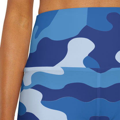 Blue Camo High Waisted Yoga Shorts