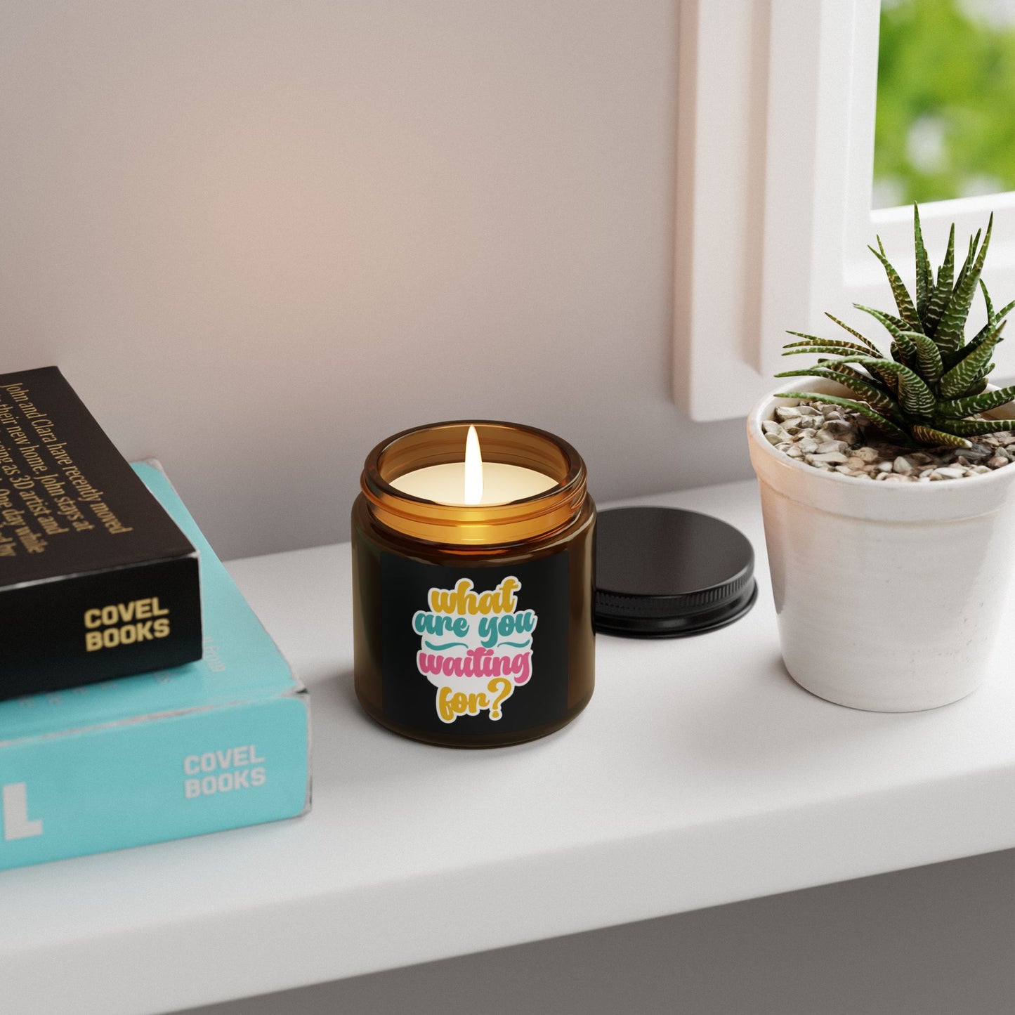 Candle - Inspiration Scented Soy Candle 'What are you waiting for' (Amber Jar)