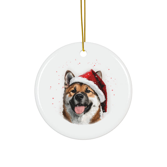 Ceramic Ornament -  Custom Christmas Tree Akita Dog Ornament