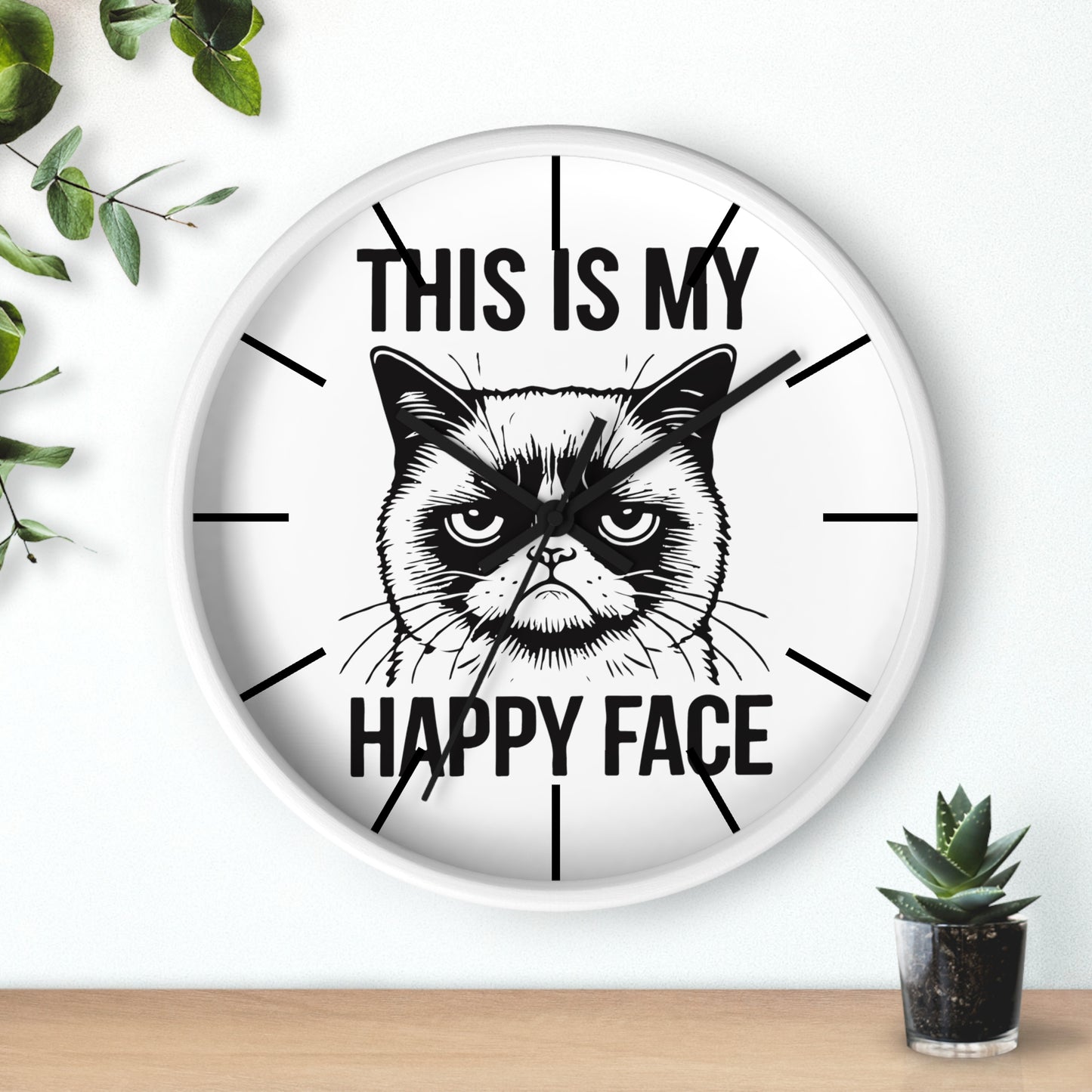 Cat This My Happy Face Wall Clock