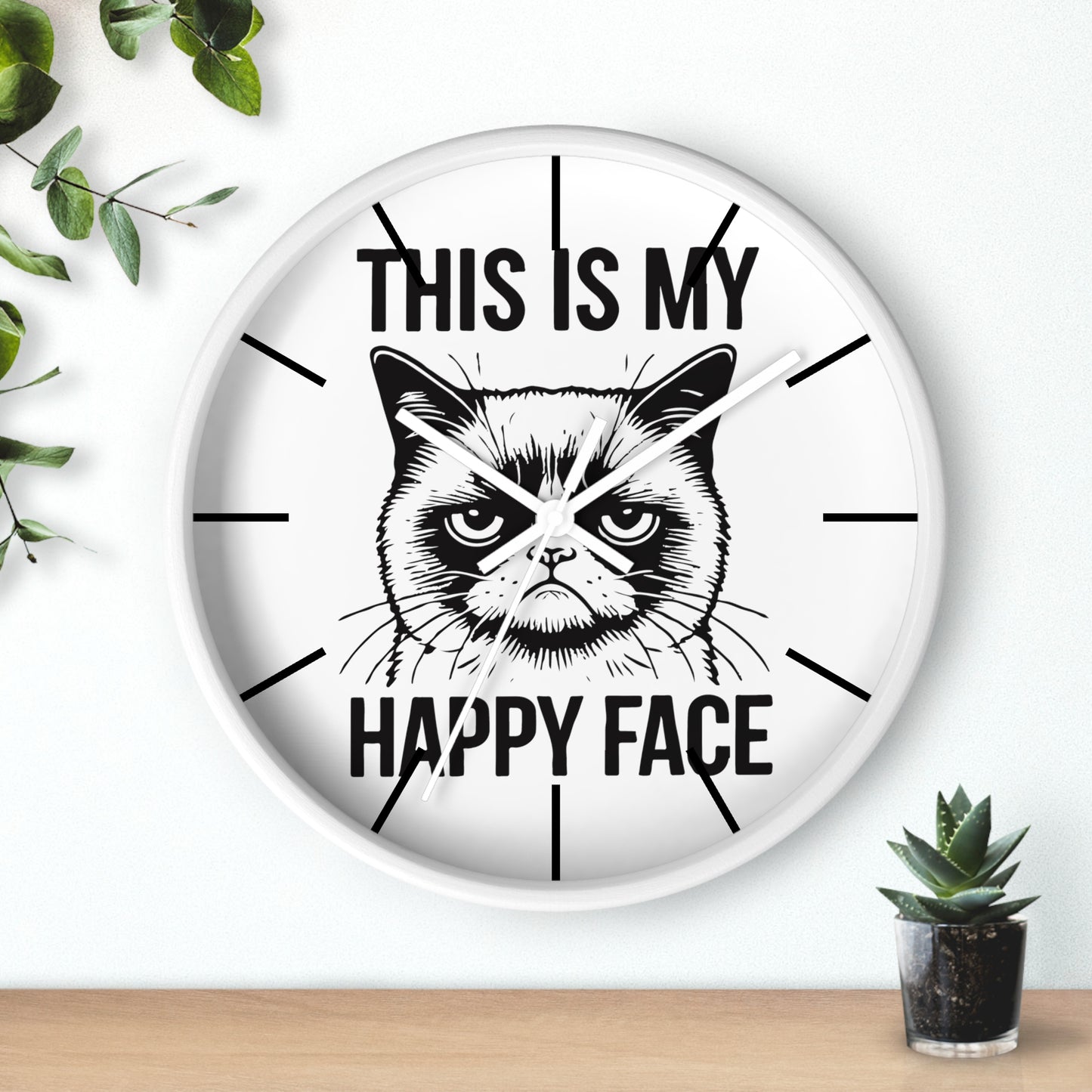 Cat This My Happy Face Wall Clock