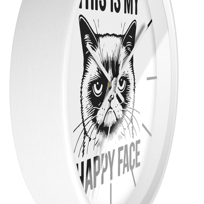 Cat This My Happy Face Wall Clock