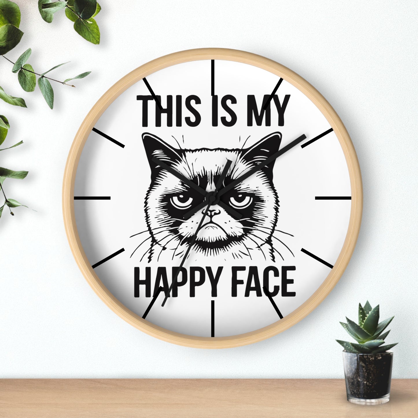 Cat This My Happy Face Wall Clock