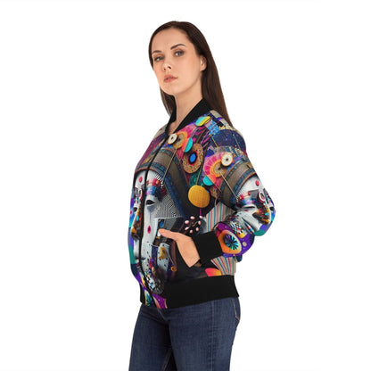 Abstract Face Women's Bomber Jacket - Earthbound Pacific