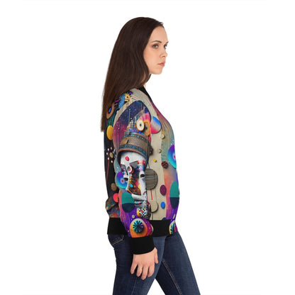 Abstract Face Women's Bomber Jacket - Earthbound Pacific