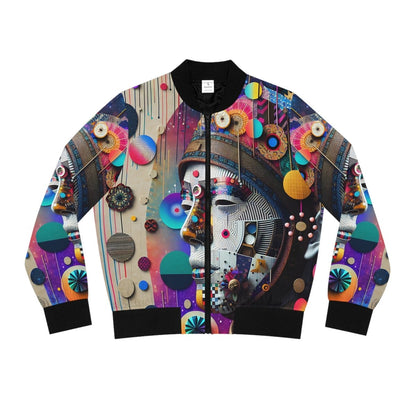 Abstract Face Women's Bomber Jacket - Earthbound Pacific