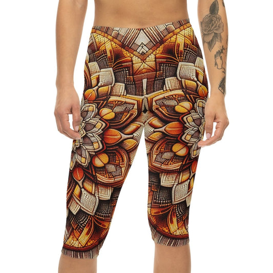 Abstract Mandala Women’s Capri Leggings - Earthbound Pacific