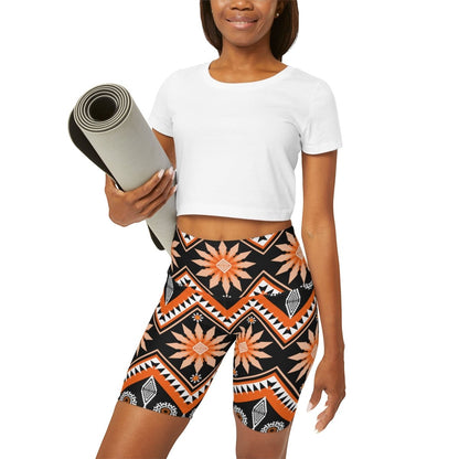 African Print Yoga Shorts - Earthbound Pacific