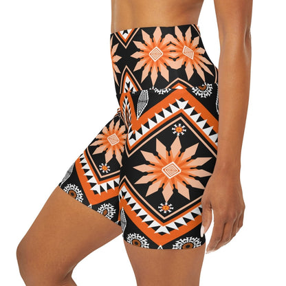 African Print Yoga Shorts - Earthbound Pacific