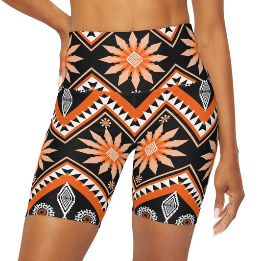 African Print Yoga Shorts - Earthbound Pacific