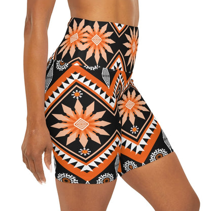 African Print Yoga Shorts - Earthbound Pacific