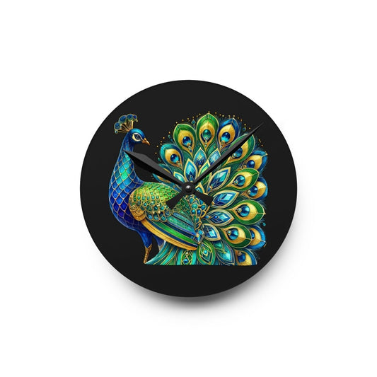 Art Deco Elegant Peacock Acrylic Wall Clock - Colorful Home Décor for Art Lovers 16035018994742125181 Earthbound Pacific