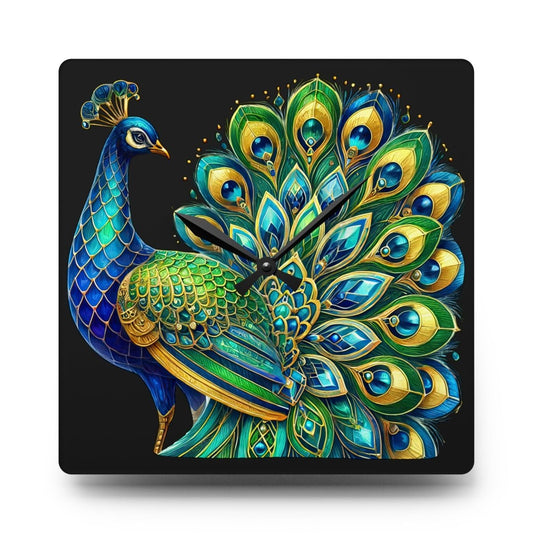 Art Deco Elegant Peacock Acrylic Wall Clock - Colorful Home Décor for Art Lovers 16177588140606262997 Earthbound Pacific