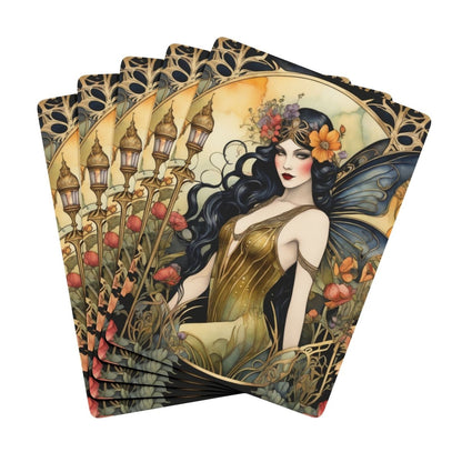 Art Deco Fairy Poker Playing Cards Deck, Magic Fantasy Game Night Fun, Illustrated Deck of Cards, Unique Gift for Card Players, Poker Night - Earthbound Pacific