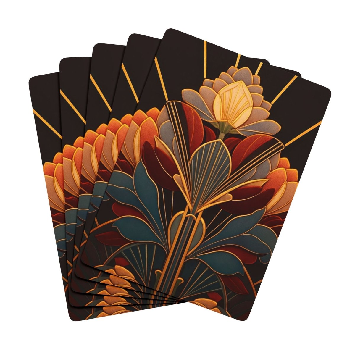 Art Deco Style Stylized Floral Design Poker Cards - Earthbound Pacific