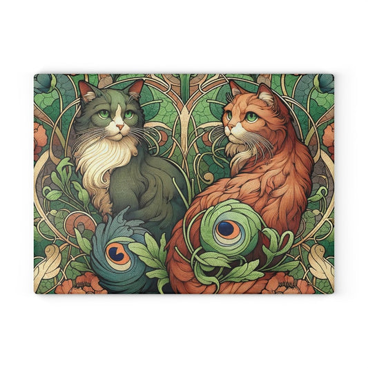 Artistic Cat Glass Cutting Board - Vintage Style Kitchen Decor 12897238616391470663 Earthbound Pacific