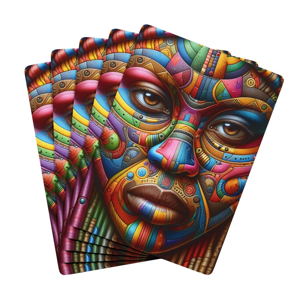 Artistic Colorful African Tribal Face Poker Playing Cards Set, Deck of Cards, Unique Poker Cards, Custom Playing Cards, Fun Card Games, - Earthbound Pacific