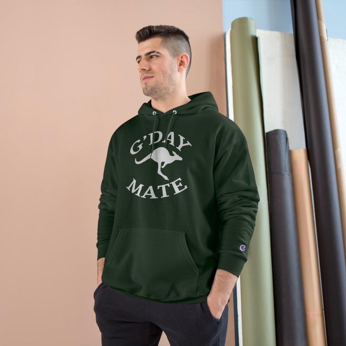 Australian Kangaroo "G'day Mate" Custom Champion Hoodie - Earthbound Pacific