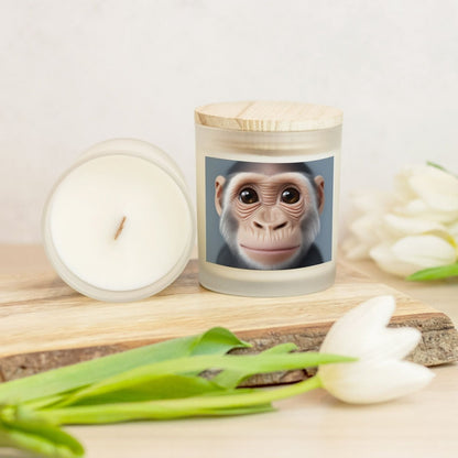 Baby Monkey Candle Frosted Glass (Hand Poured 11 oz) - Earthbound Pacific