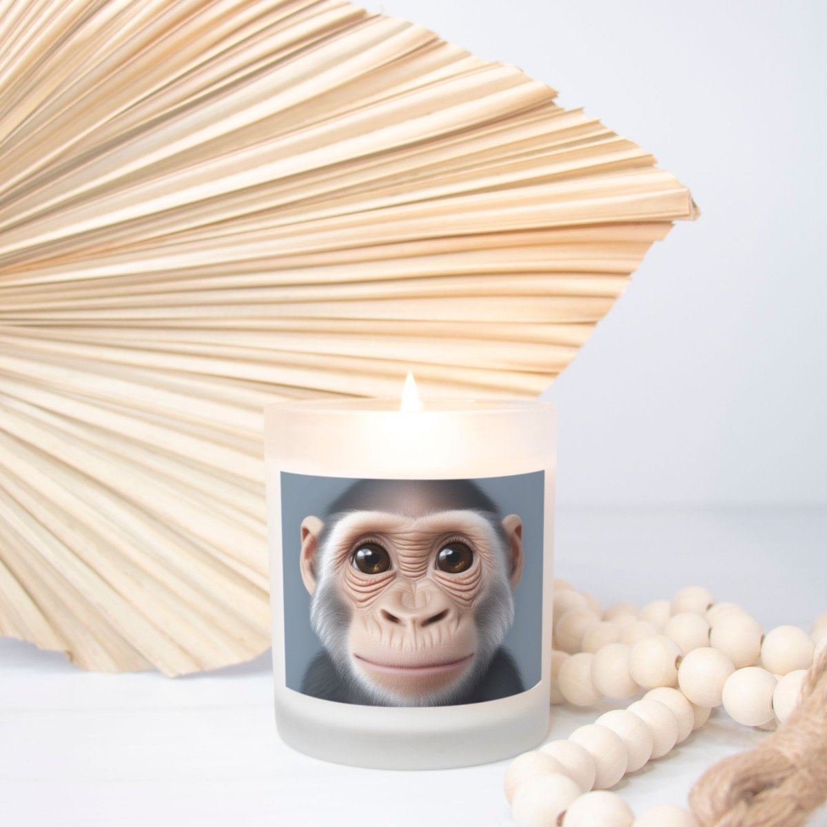 Baby Monkey Candle Frosted Glass (Hand Poured 11 oz) - Earthbound Pacific