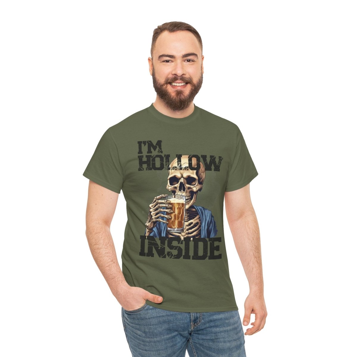 Beer Drinking "I am Hollow Inside" Custom T-Shirt - Earthbound Pacific