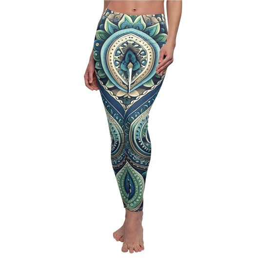 Blue and Green Paisley Leggings - Earthbound Pacific