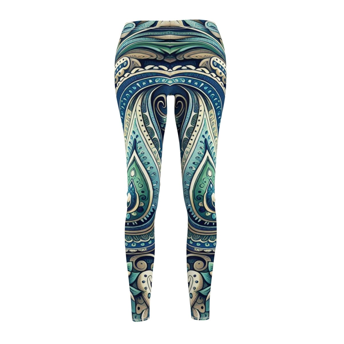 Blue and Green Paisley Leggings - Earthbound Pacific