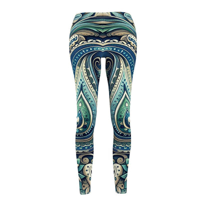 Blue and Green Paisley Leggings - Earthbound Pacific