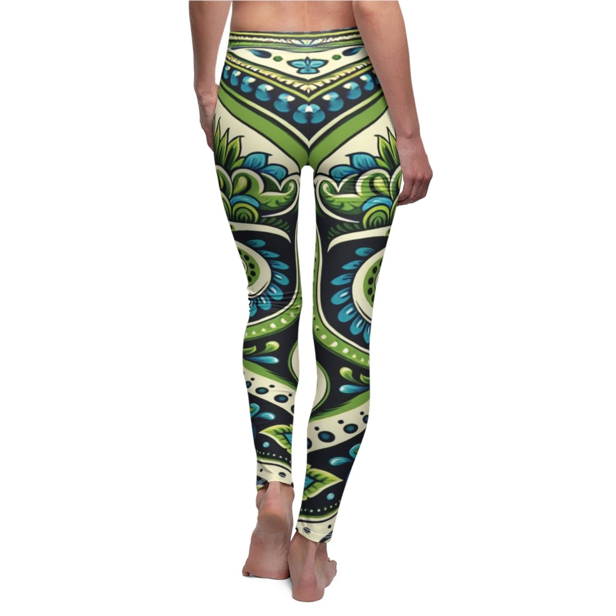 Blue and Green Paisley Leggings - Earthbound Pacific