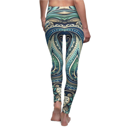 Blue and Green Paisley Leggings - Earthbound Pacific