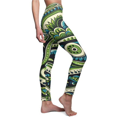 Blue and Green Paisley Leggings - Earthbound Pacific