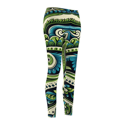 Blue and Green Paisley Leggings - Earthbound Pacific