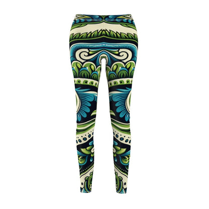 Blue and Green Paisley Leggings - Earthbound Pacific