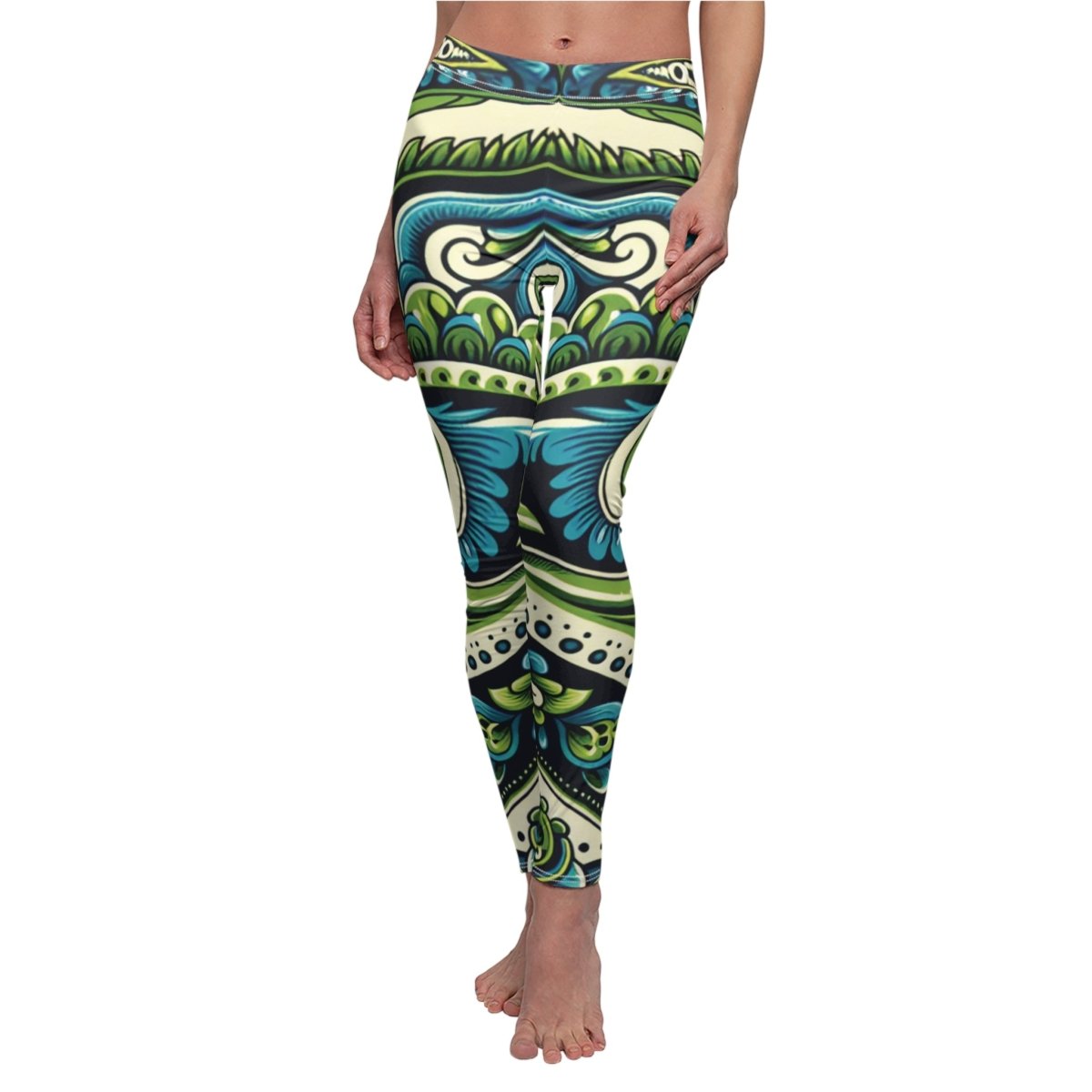 Blue and Green Paisley Leggings - Earthbound Pacific