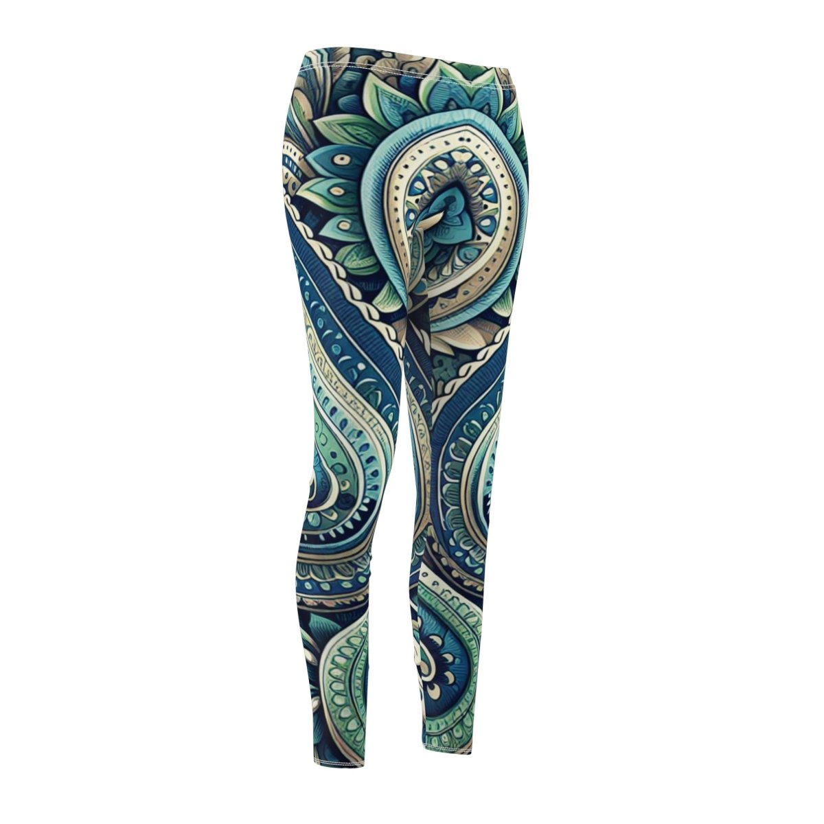 Blue and Green Paisley Leggings - Earthbound Pacific