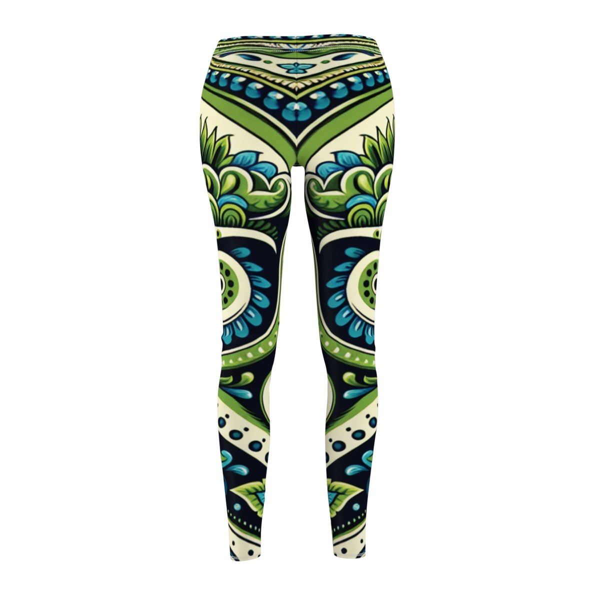 Blue and Green Paisley Leggings - Earthbound Pacific