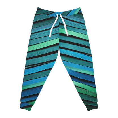 Blue Green Strip Joggers - Earthbound Pacific