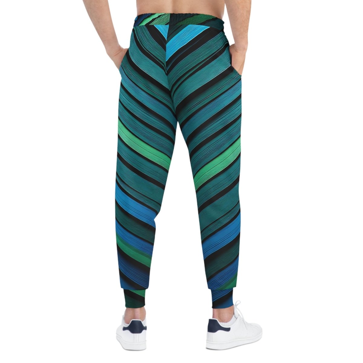 Blue Green Strip Joggers - Earthbound Pacific