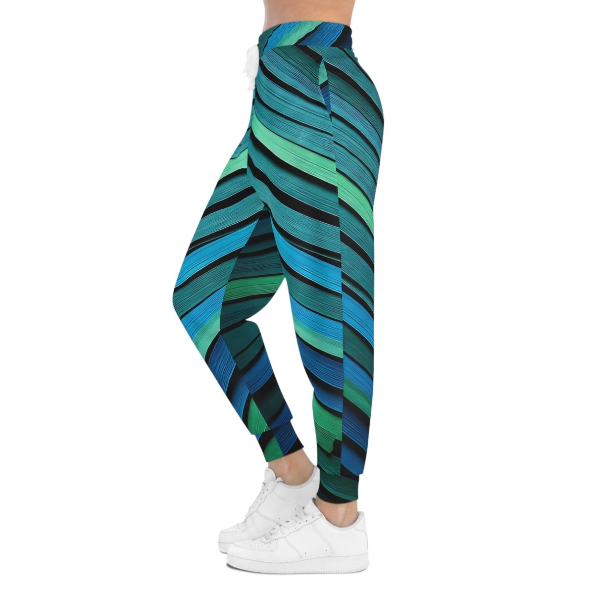 Blue Green Strip Joggers - Earthbound Pacific