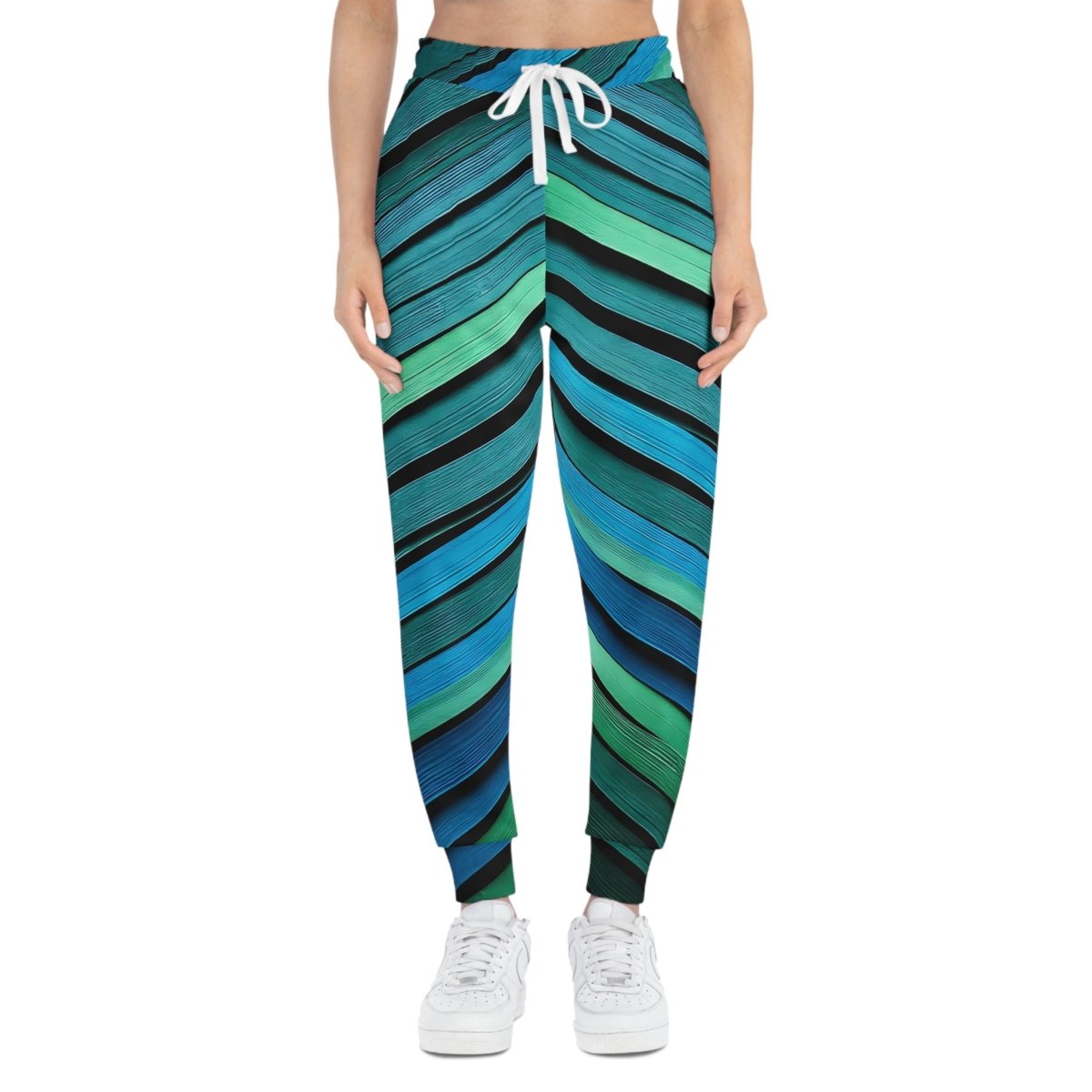 Blue Green Strip Joggers - Earthbound Pacific