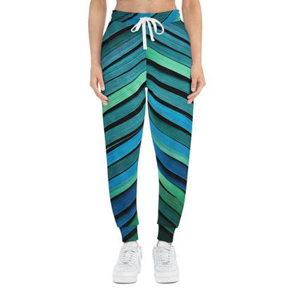 Blue Green Strip Joggers - Earthbound Pacific