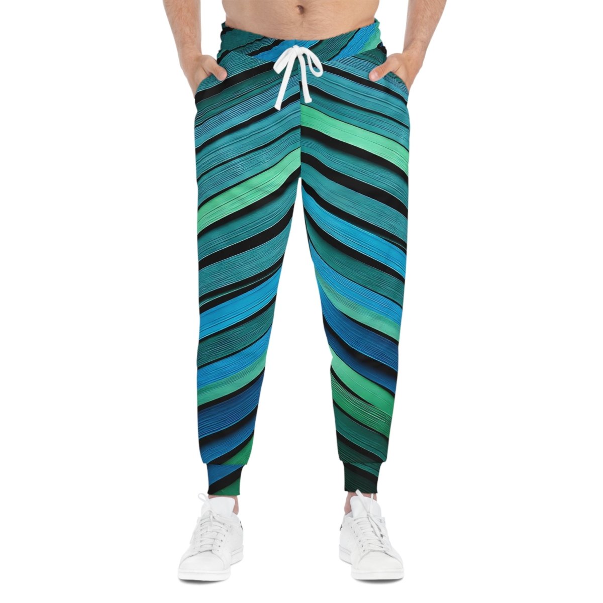 Blue Green Strip Joggers - Earthbound Pacific