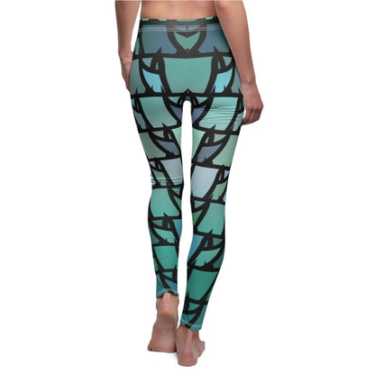 Blue Green Triangle Geometric design Leggings - Earthbound Pacific