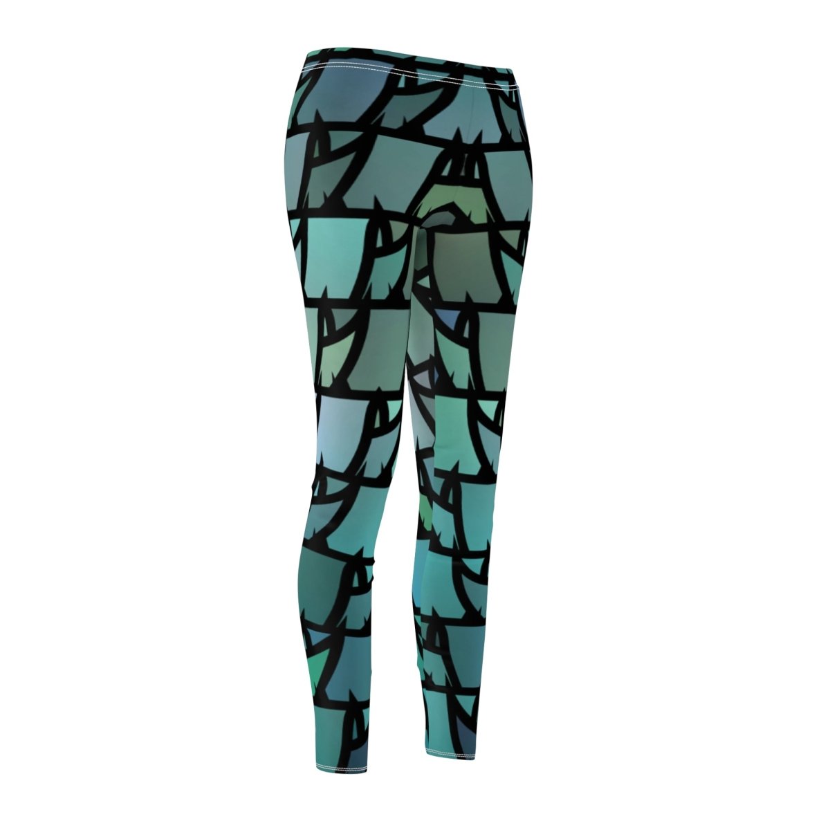 Blue Green Triangle Geometric design Leggings - Earthbound Pacific