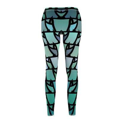 Blue Green Triangle Geometric design Leggings - Earthbound Pacific